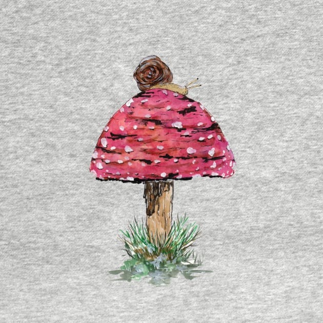 Fly Agaric Toadstool and Snail by ZeichenbloQ